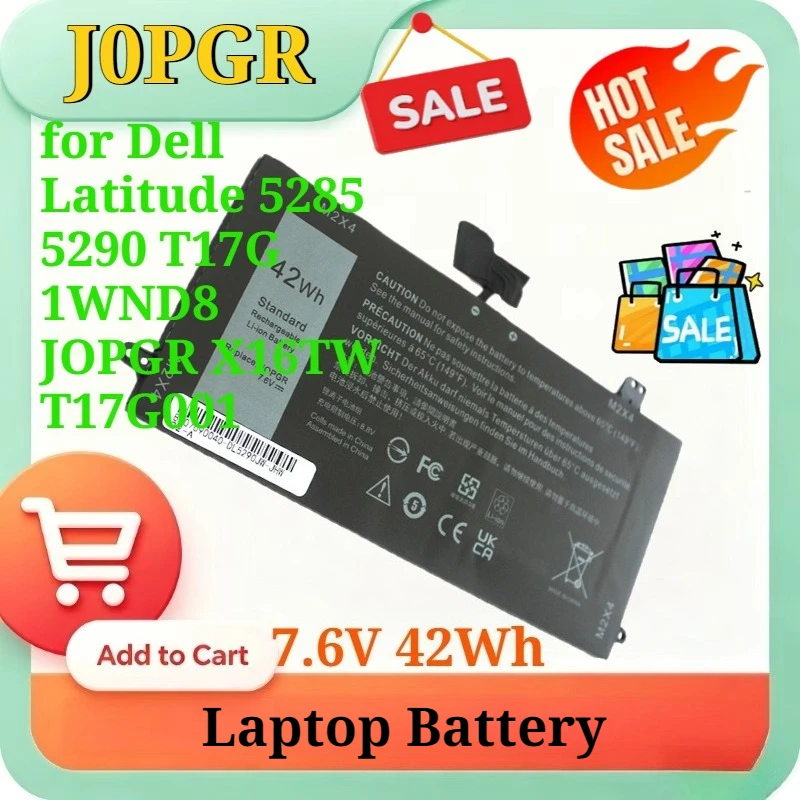 

Аккумулятор для ноутбука 7.6V 42Wh J0PGR для Dell Latitude 5285 5290 T17G 1WND8 JOPGR X16TW T17G001