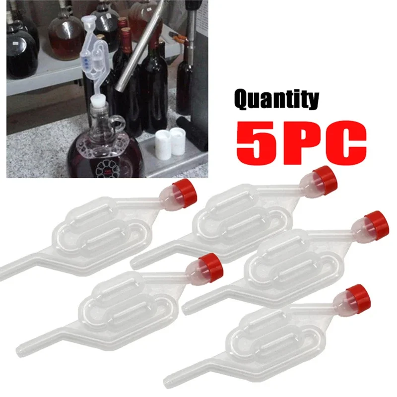 5 Pieces S-Shape Airlocks ,Homebrew Bubble Airlock Carboys Stopper & Fermenter Seal Valve with Food Grade Grommets Wine Making