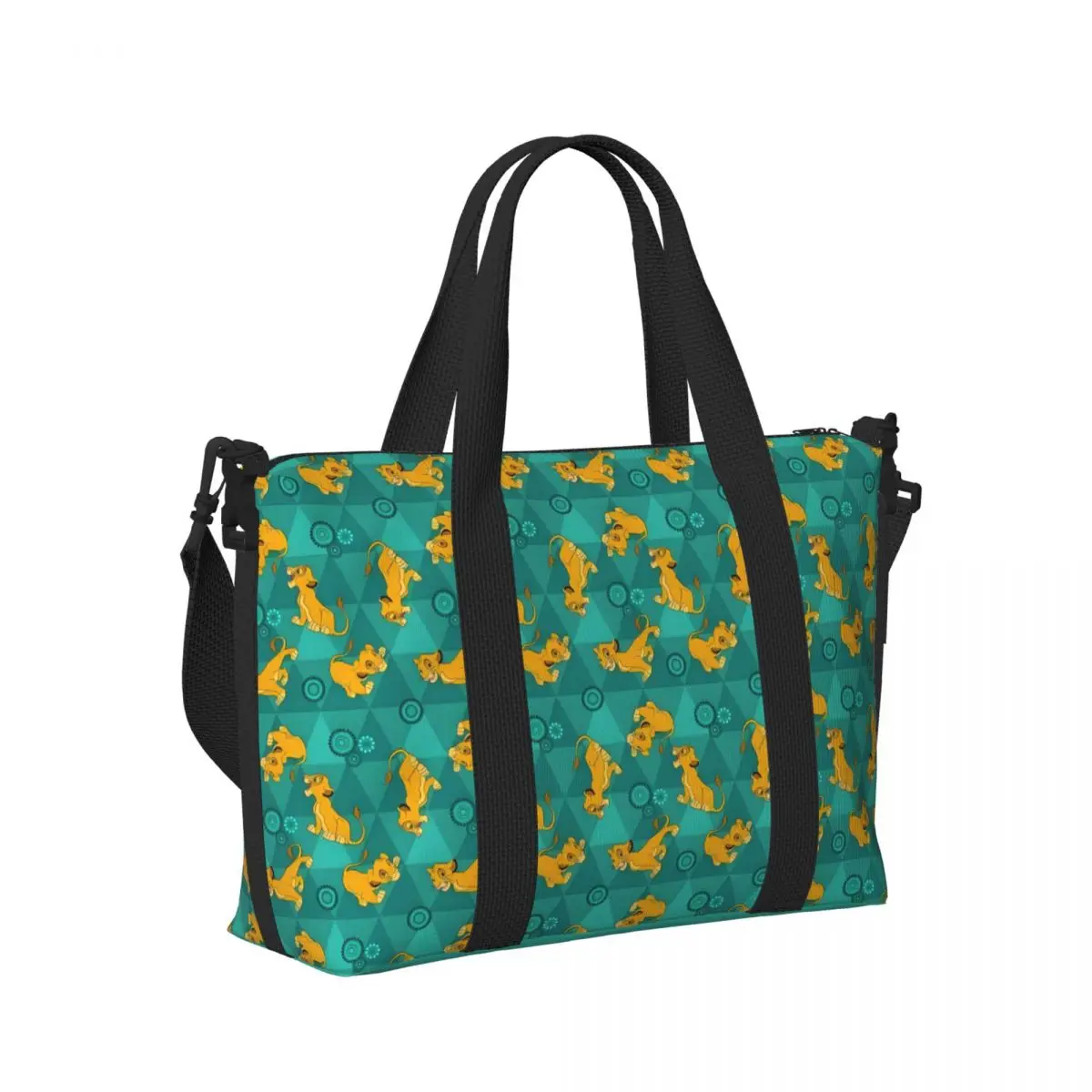 Custom The Lion King Tote Bag Women Large Capacity Simba Cartoon Gym Beach Shoulder Travel Bag