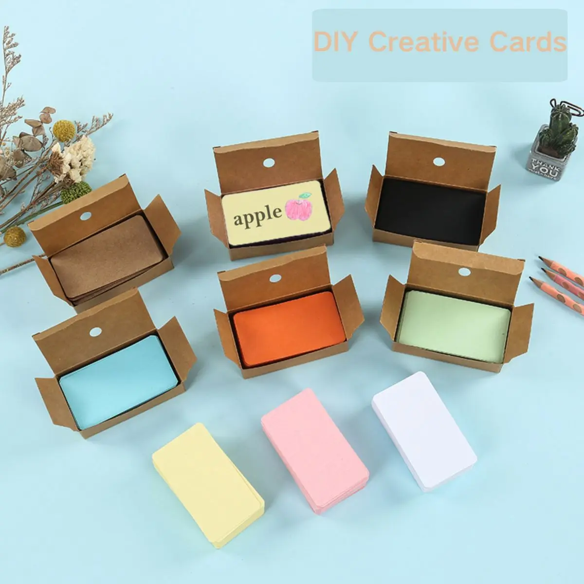 100Pcs Colorful Blank Kraft Paper Rounded Corners Glitter Gift DIY Index Cards (3.54 inches x 1.97 inches) Suitable for Studying