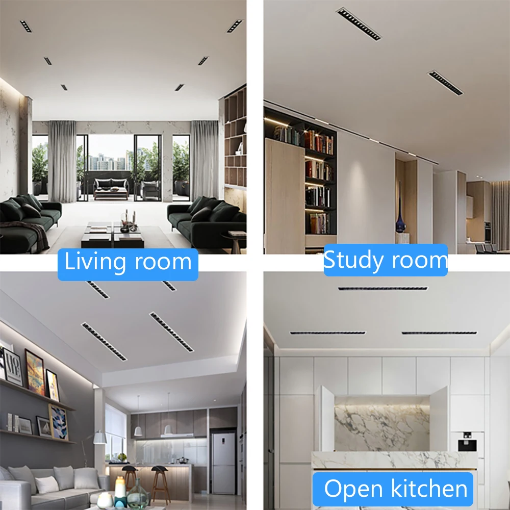 Trimless Recessed LED Spot Light 30W 20W 10W Linear Embedded Spotlights Ceiling Fixture for Kitchen Jewelry Display Living Room
