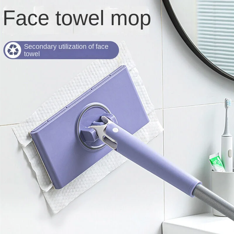 1Set Towel Mop Static Dust Removal Paper Mop,No Need to Wash Hands,Lazy,Retractable Mop,Rotatable Automatic Clamping,Lengthened