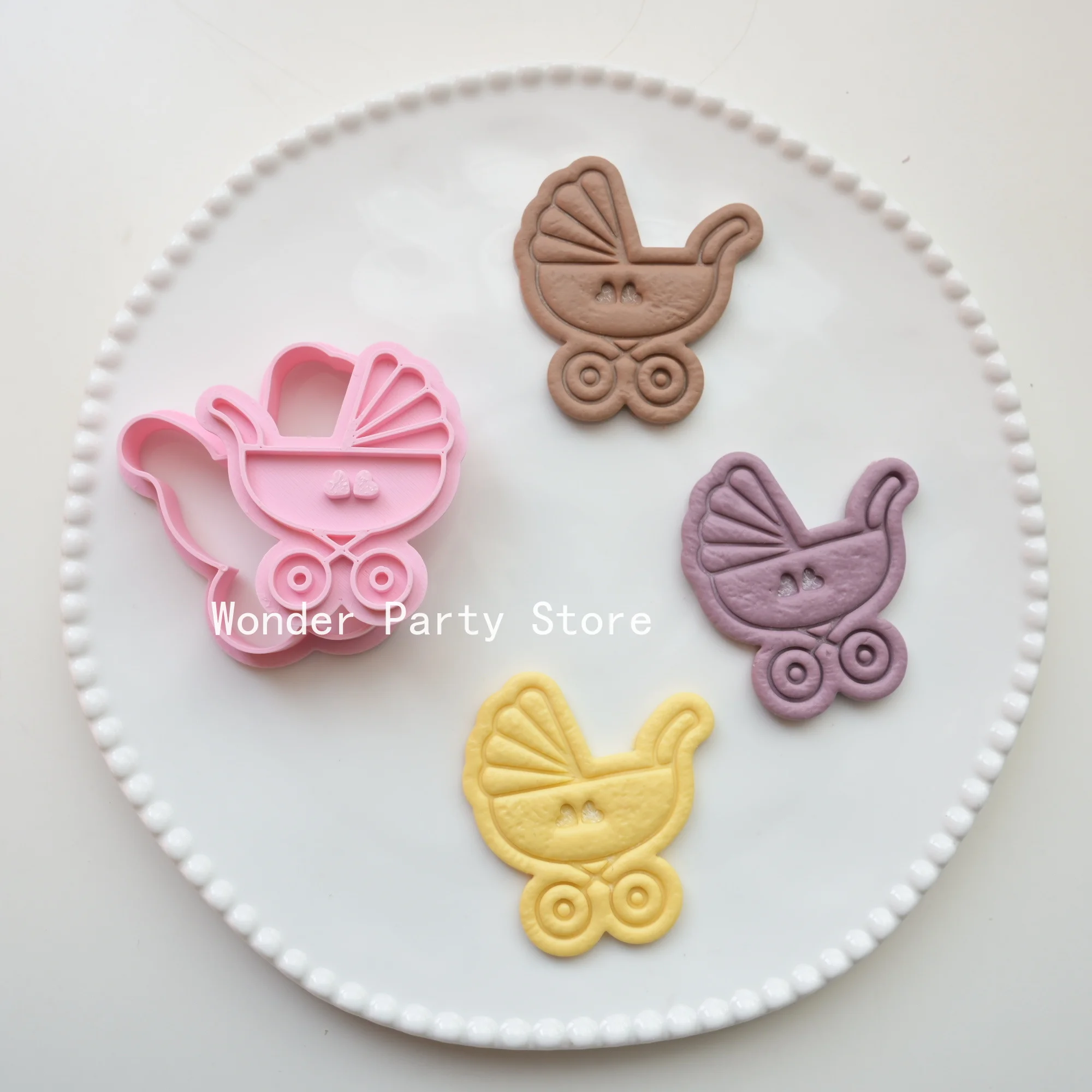 Cortador de Galletas con Forma de Cochecito para Bebé, Molde para Galletas con Forma de Cochecito, Herramienta para Hornear DIY para Decoración de Postres en Baby Shower/Fiestas