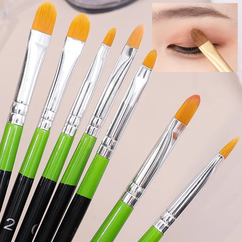 Pinceaux de maquillage professionnels pour fard à barrage et correcteur, brosse cosmétique à tête plate douce pour les yeux et le visage, manche en bois, outils de beauté pour femmes, 1/4 pièces