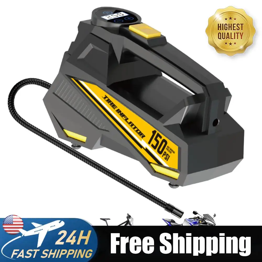 150PSI Portable Car Inflator Pump with LED Light Car Tire Inflator Digital Display Electric Air Pump for Automobile Bicycle Ball