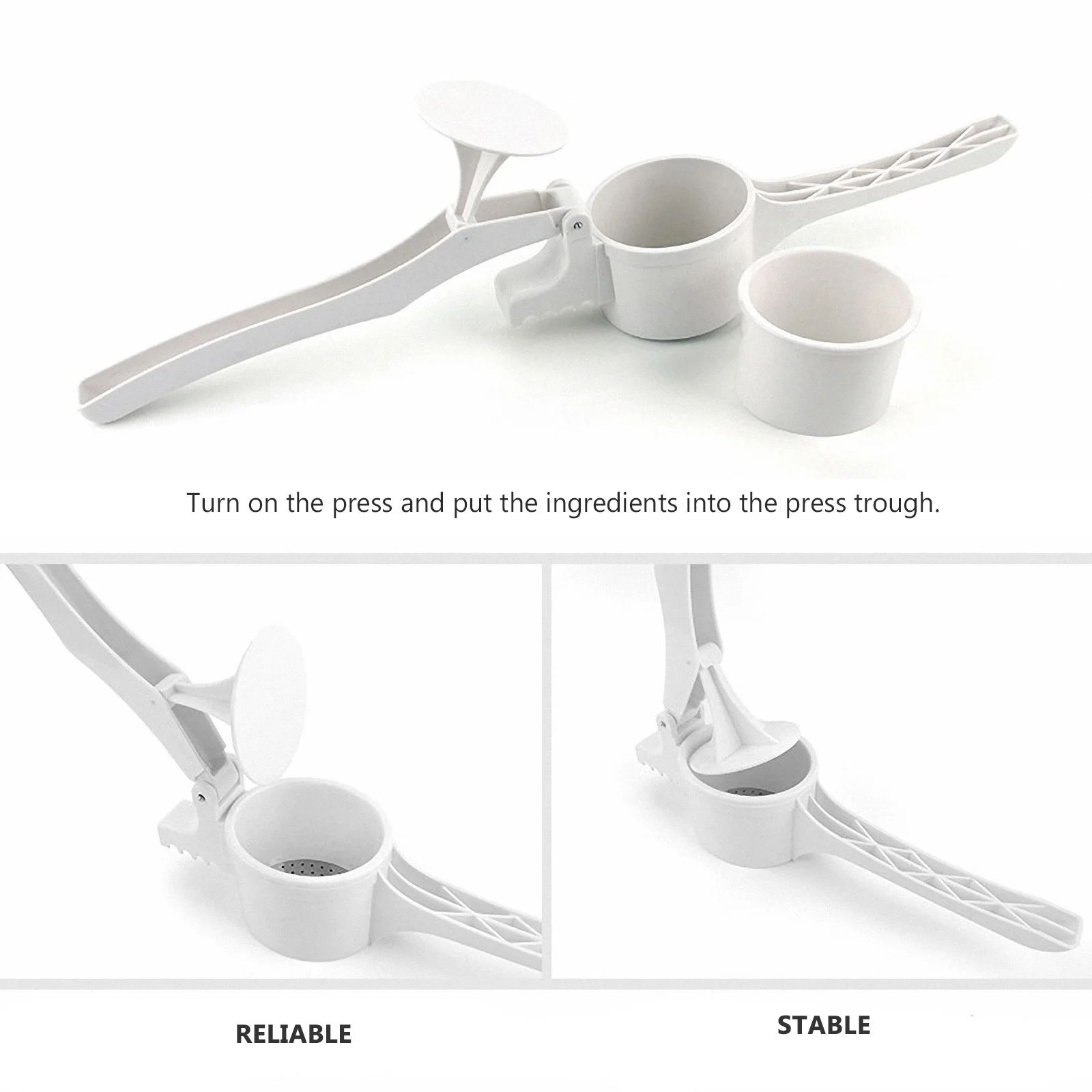 

1 Set Stainless Steel Abs Manual Presser Tool For Mashed Sweet Potatoes Squash Kitchen Home Vegetable Fruit Easy Clean