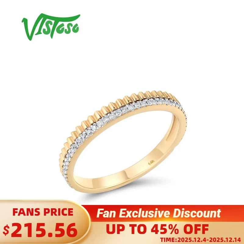 

VISTOSO Pure 14K 585 Yellow Gold Ring For Women Sparkling Diamond Rings Promise Engagement Anniversary Simple Style Fine Jewelry