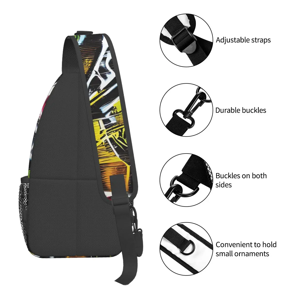 Urban Crossbody torba na klatkę piersiową styl Graffiti sztuki kieszenie plecak podróżny Messenger sport nastolatki torba na ramię Unisex