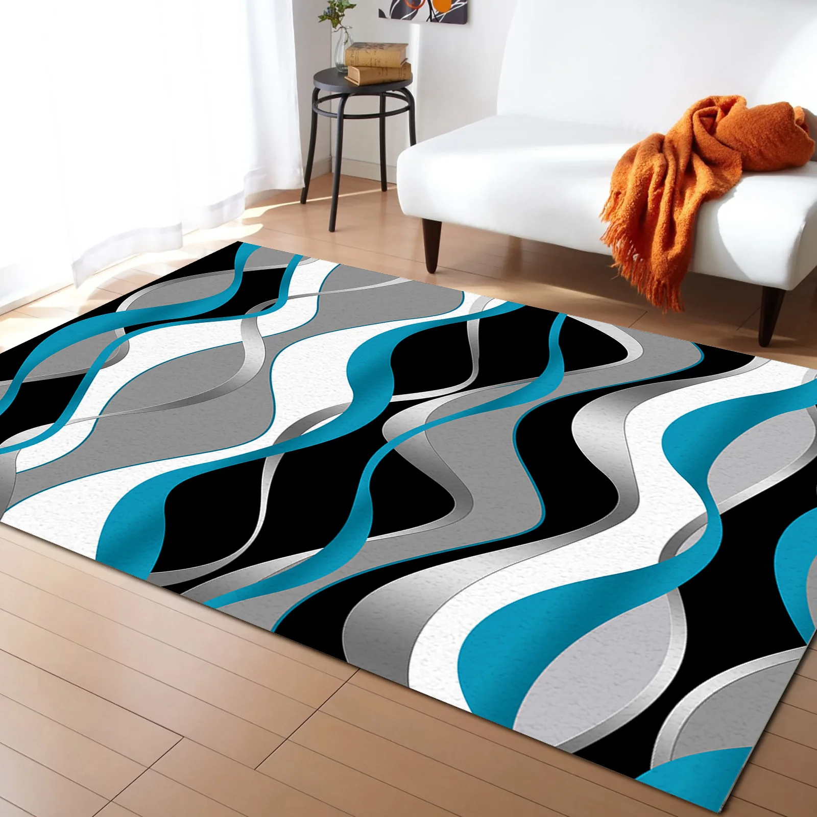 

Dimensional Abstract Gradient Turquoise Carpet Area Rug Children's Room Living Room Bedroom Home Play Decoration Large Floor Mat