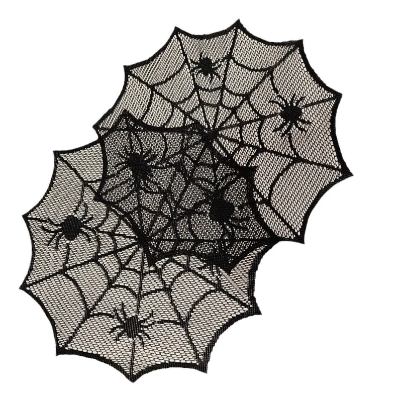 

Lace Spider Web Coaster Set Halloween Party Decorations Table Centerpiece 12inch Diameter Gothic Home Decor Creepy Photo Props