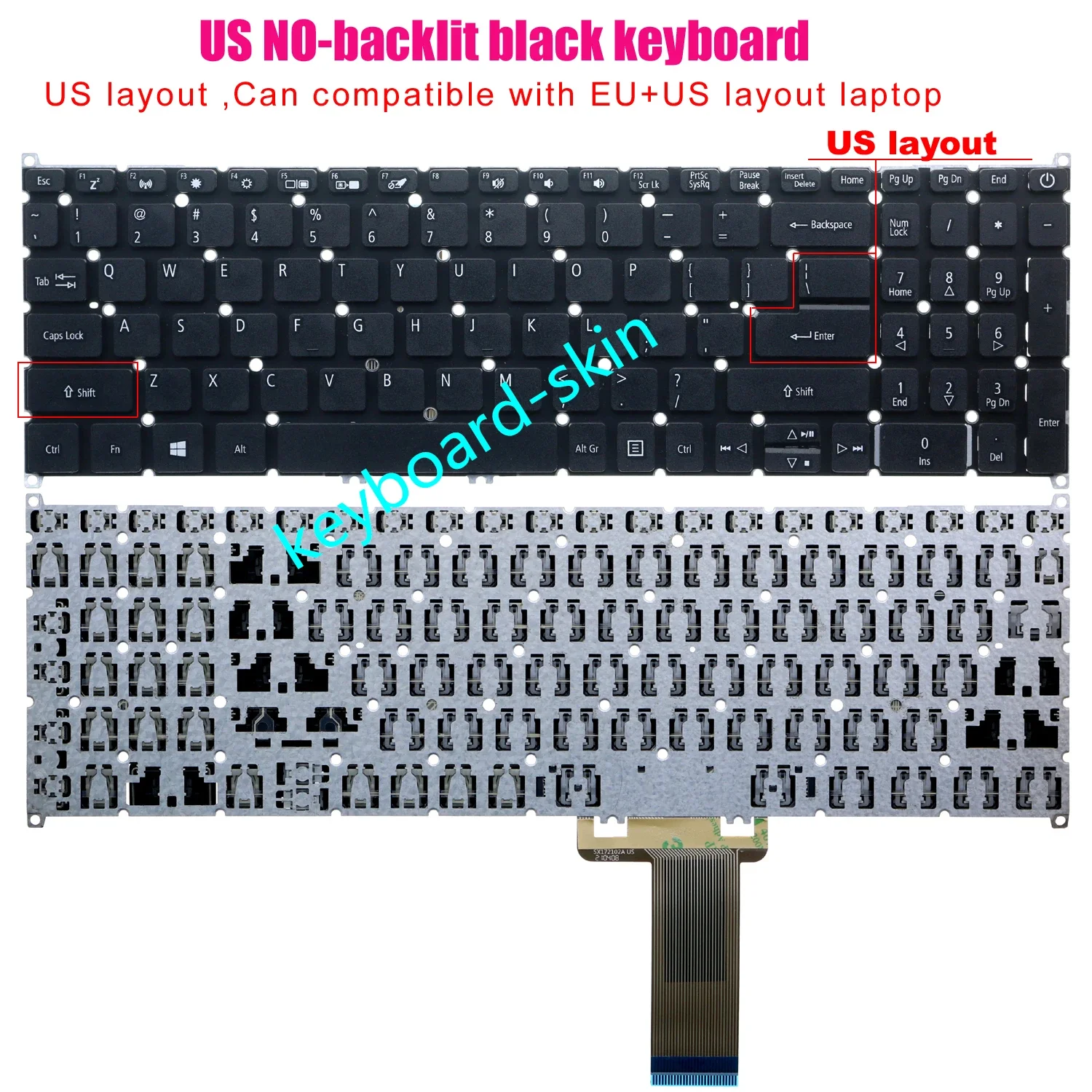 New US NO-backlit NO-frame Keyboard for Acer A517-52 A517-52G A715-75 A715-75G A715-75G-71RD laptop