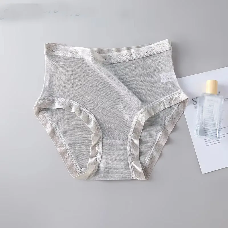 High-grade 100% mesh silk women's briefs Summer Autumn Double bottom breathable, mulberry silk underwear - Image 6