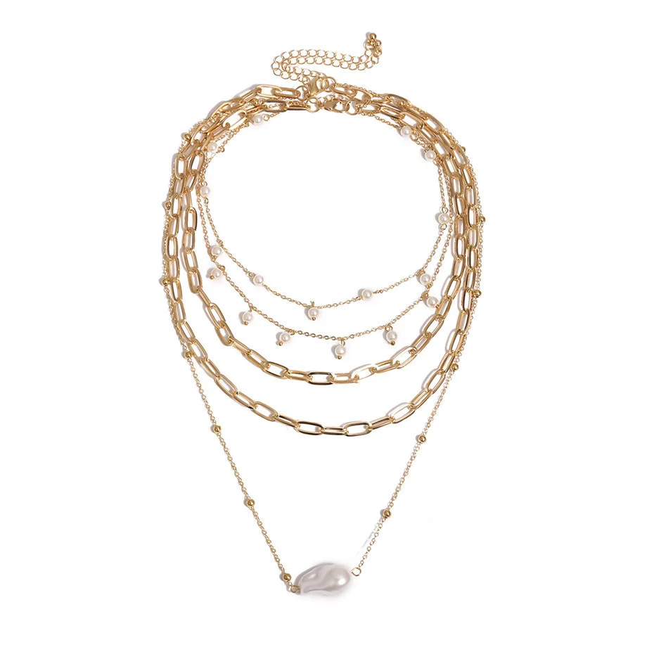 IngeSight.Z Bohemian Multi Schicht Nachahmung Perle Quaste Choker Halskette Kragen Erklärung Anhänger Halskette für Frauen Schmuck – Detail 27