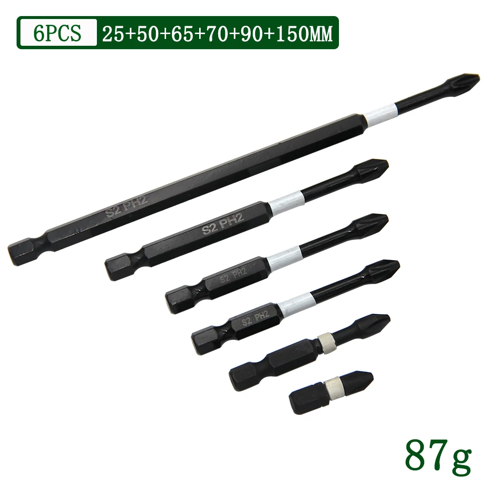 S2 schlag magnetische anti-rutsch kreuz schraubendreher kopf hand elektrische bohrer sechseckigen elektrische schraubendreher bit werkzeug set