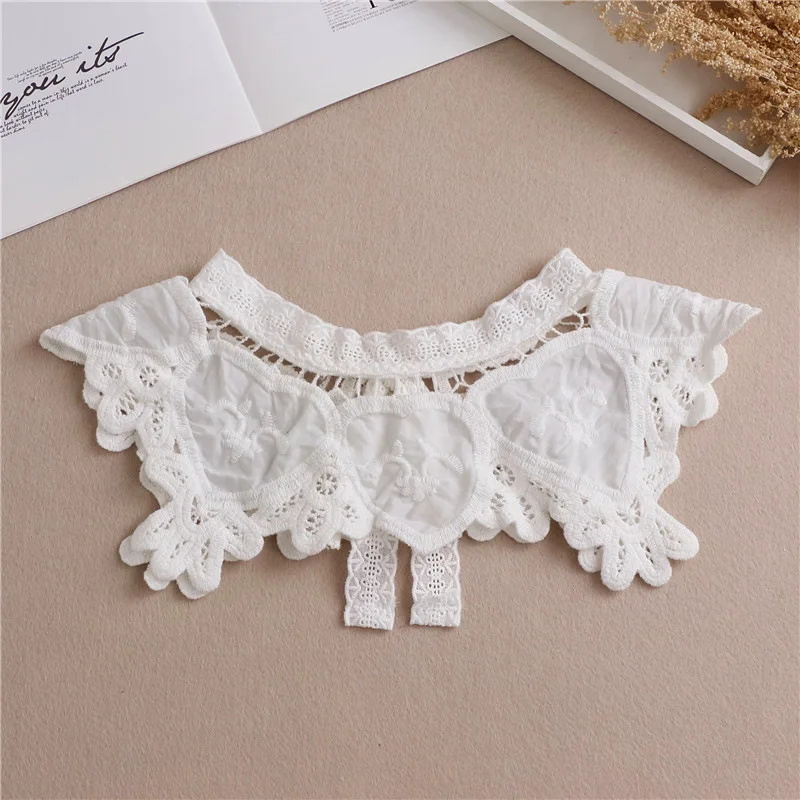 Women's cute lace heart pattern small shawl with detachable embroidery collar  Top Neckwear Ties Clothes Accessories