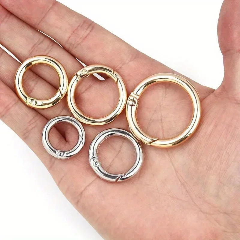 5pcs Metal O Ring Keyring Spring Buckles DIY Jewelry Openable Round Carabiner Keychain Clasp Bag Clips Snap Hook