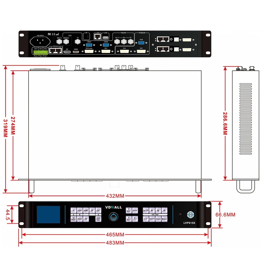 VDWall-procesador de vídeo Led LVP615s, dispositivo profesional de conmutación sin fisuras, HD, pantalla de visualización LED para interiores y exteriores