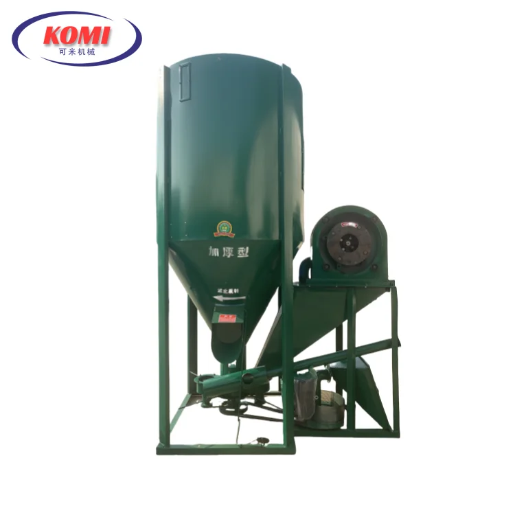 High Productivity 500kg 1000kg Vertical Poultry Forage Fodder Crusher Mixer Farm Use Animal Feed Pellet Crushing Mixing Machine