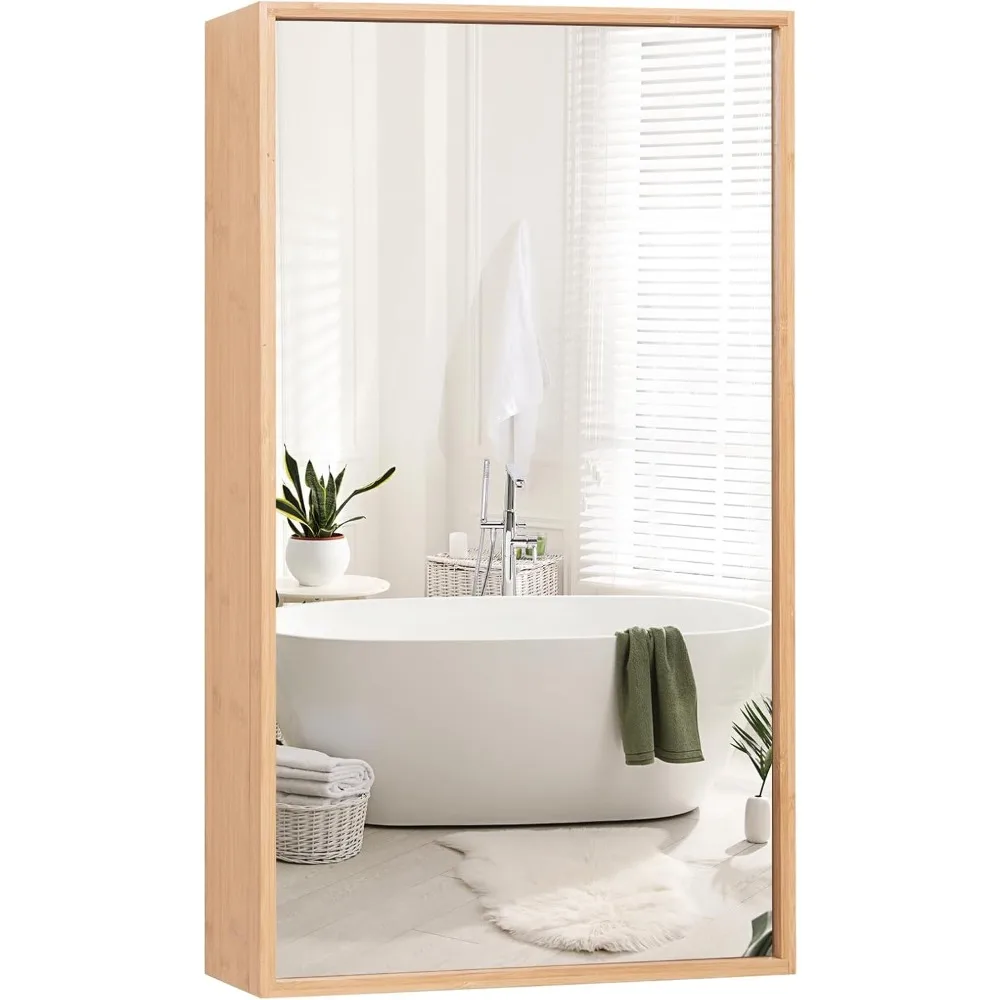 Medicine Cabinet Mirror, Bathroom Wall Cabinet with Reversible Single Door, 2 Adjustable Shelves, Bathroom Vanity Mirror