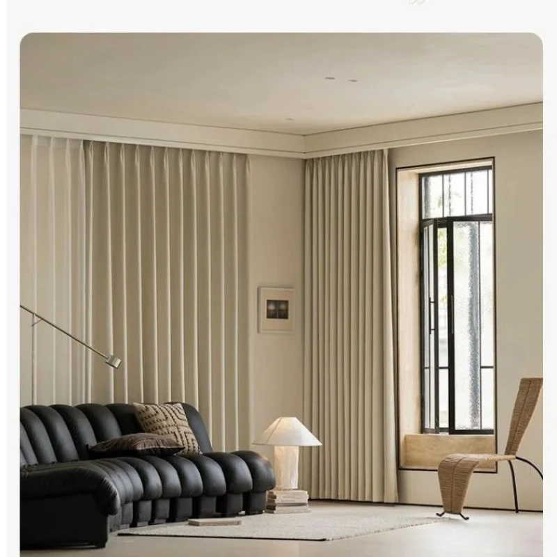 

Высококачественные шторы с эффектом затенения, хлопково-льняная текстура, для спальни, теплоизоляционные, солнцезащитные, для гостиной, простые шторы