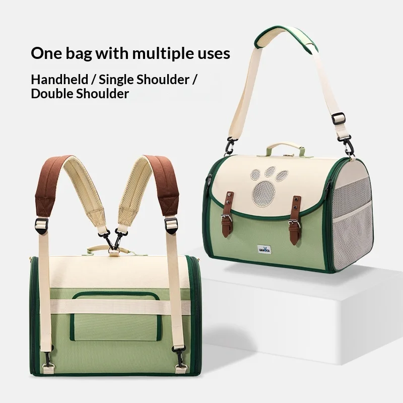 Mochila porta mascotas plegable con bandolera y asa para gato/perro - imagen 5