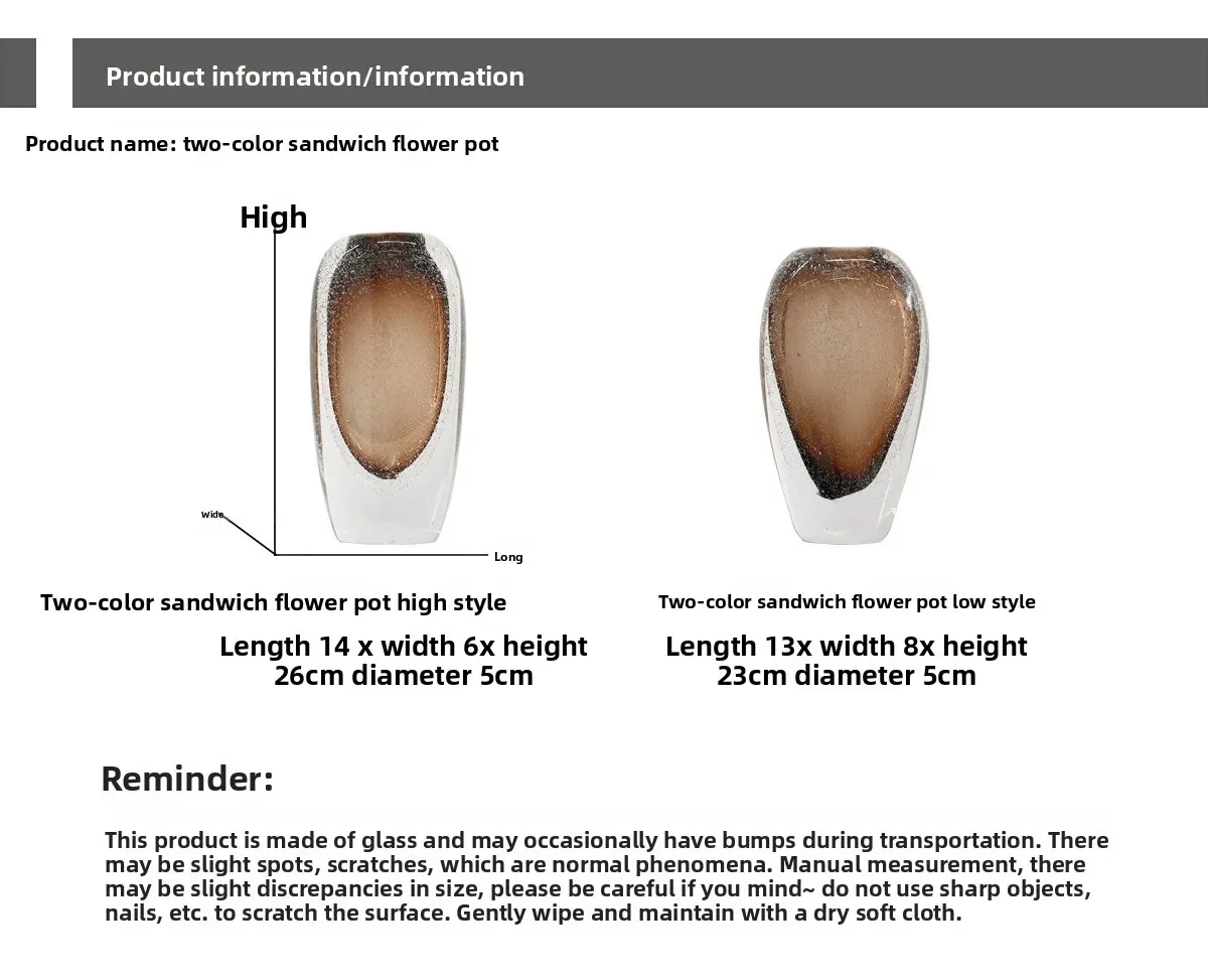 Modern light luxury transparent bubble glass vase ornament home dried flowers flower arrangement model room soft decoration