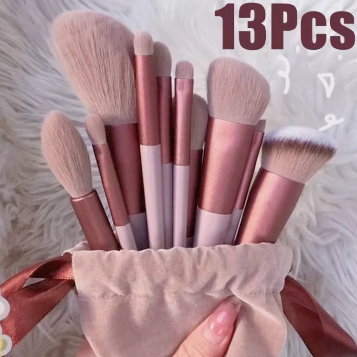 Pincéis de maquiagem para mulheres Escova cosmética, sombra de olho, pincel de base, sombra Blush, Soft Make Up Tools Bag, 13 Pcs por lote