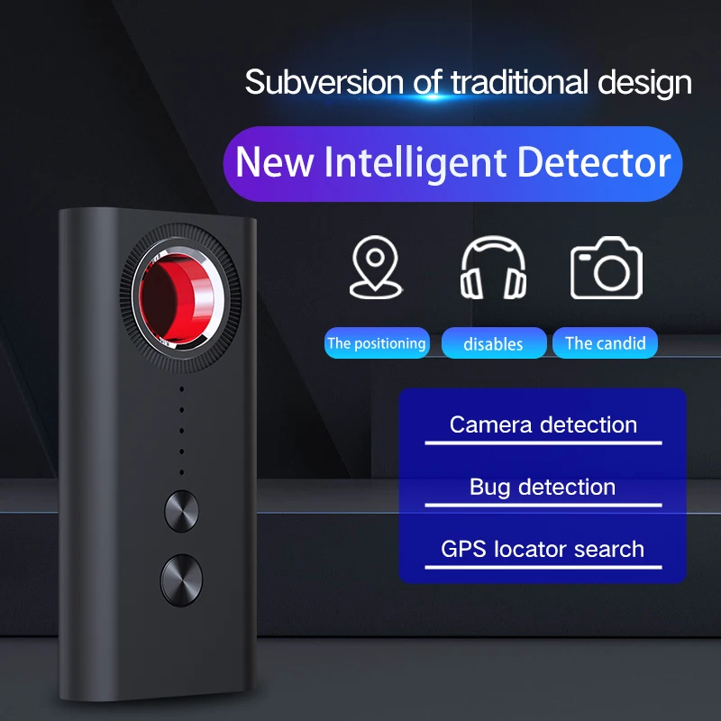 Newest Anti Spy Detector Portable Pinhole Hidden Lens Detect Gadget for GPS Tracker Hidden Camera Finder Eavesdropping Device