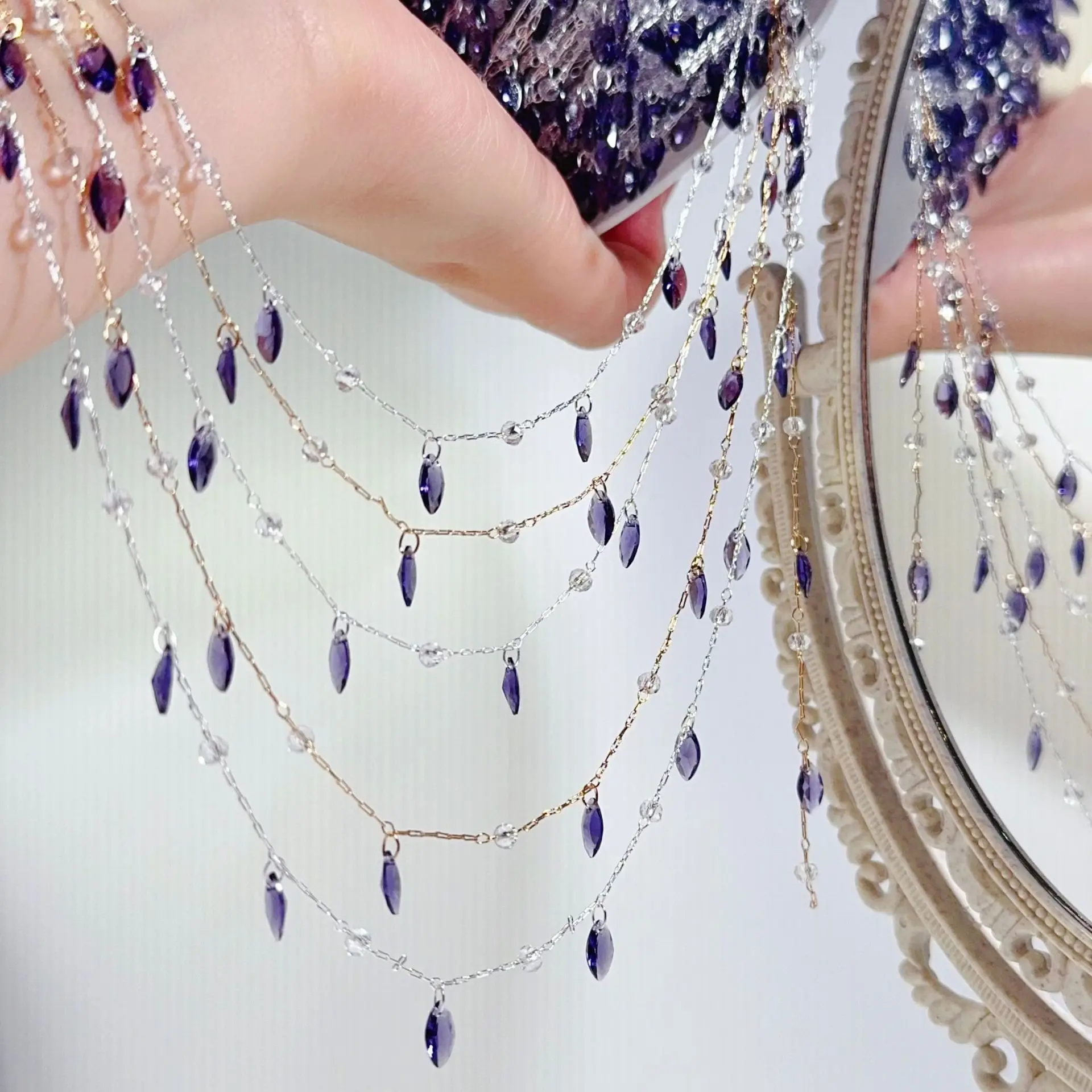 Neue 0,5/1/2M Lavendel Lila Zirkon Anhänger Kupfer Ketten Kristall Ketten Frauen Halskette Armband DIY schmuck Machen Zubehör
