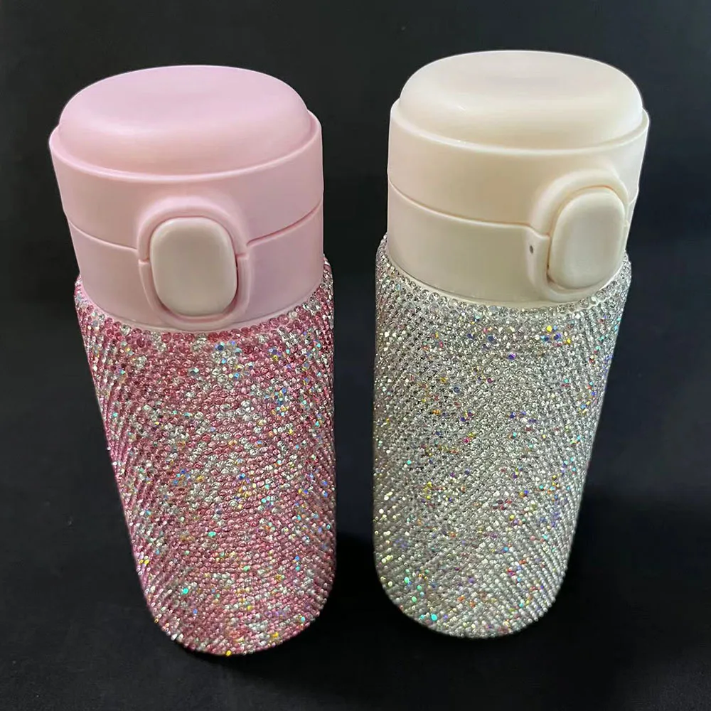 

Bling Diamond Stainless Steel Spring Cap Insulation Cup Portable Vacuum Flasks Office Mug Travel Water Bottle Double Thermoses