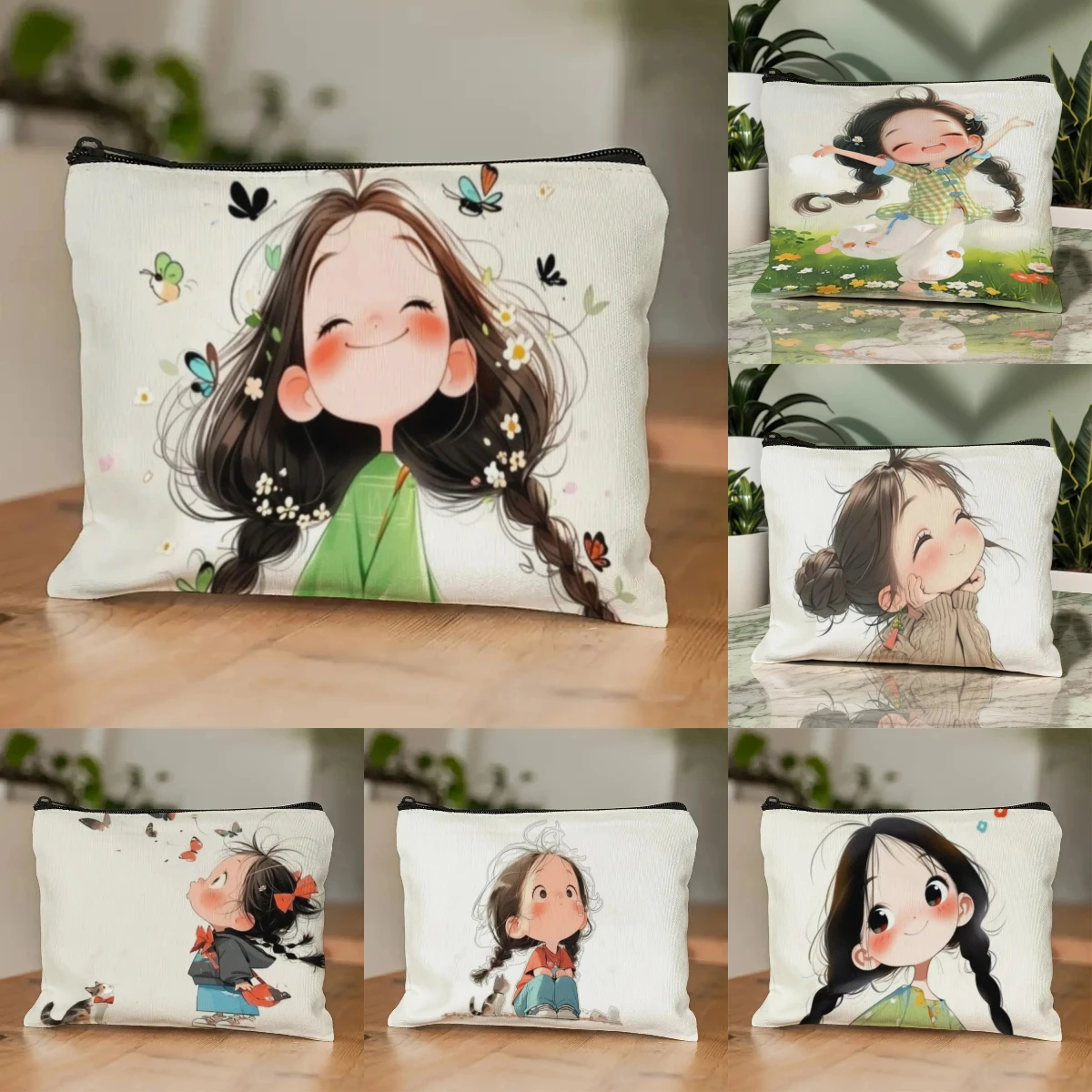 Leuke vlindermeisje duurzame make-uptas met ritssluiting voor reizen cosmetische tas met zakken dames toilettas organisator opbergtas