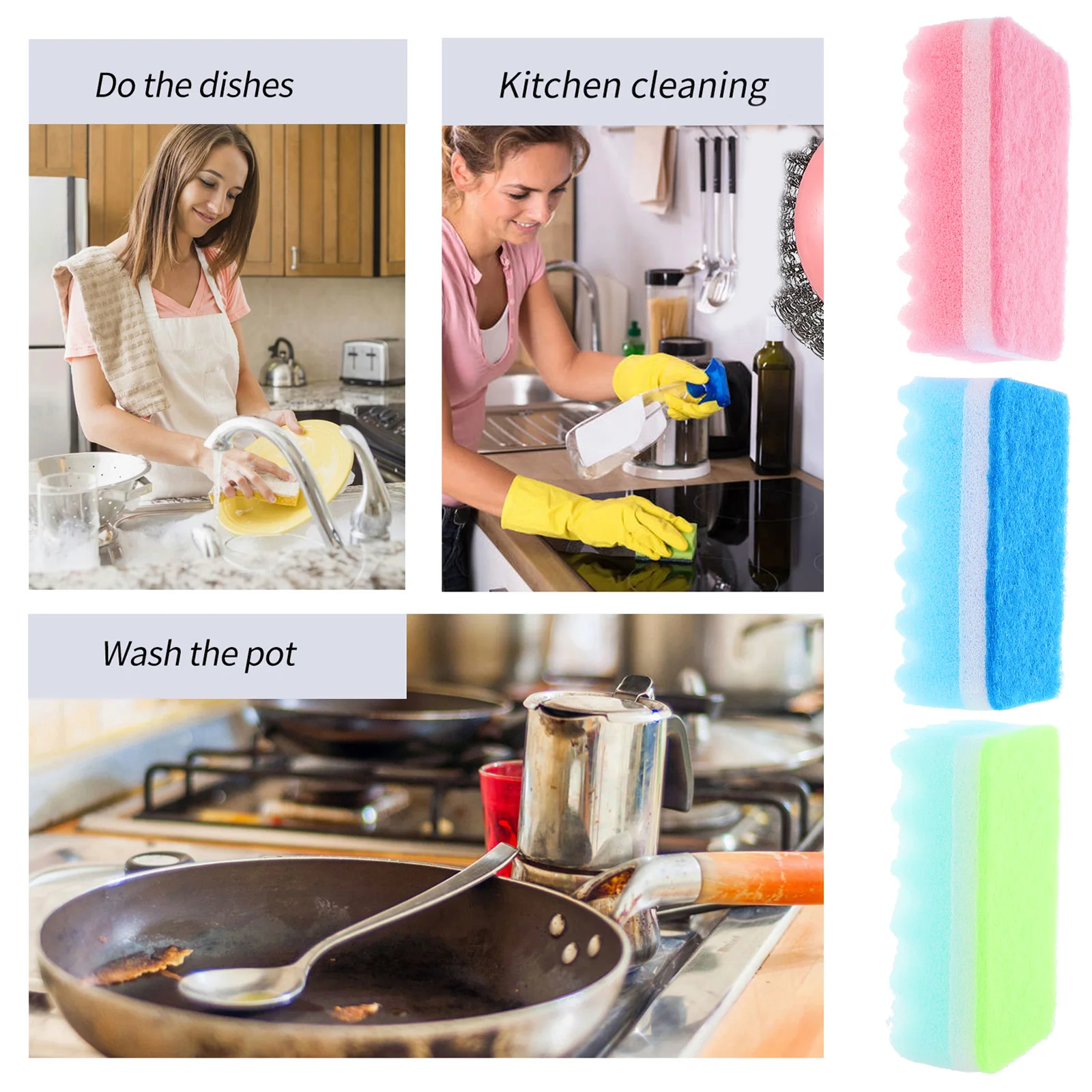 

20pcs Kitchen Cleaning Sponges Sponge Dish Scrubbers Pot Brush Kitchen Sponges For Dishes Lightweight Compact