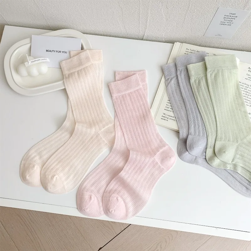 

1/6 пар женских летних тонких дышащих носков средней длины, впитывающих пот, модные универсальные женские носки, повседневные удобные сетчатые носки