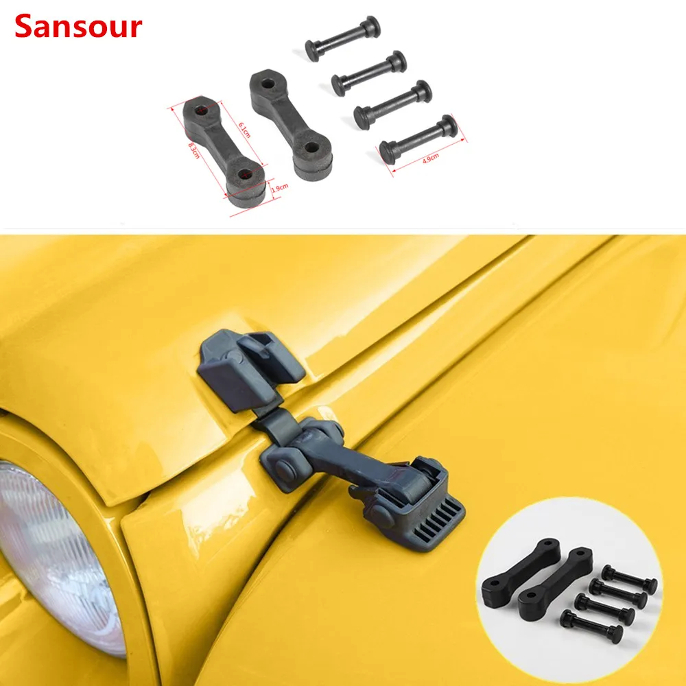 

Sansour для Jeep Wrangler TJ 1997-2006 черный замок двигателя, защелка крышки, ABS внешний корпус второго поколения, автостайлинг