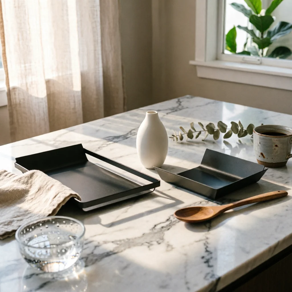 Tray with Leather Liner Rectangular Valet Tray Modern Long-Lasting for Home Decorators, Coffee Table, Office