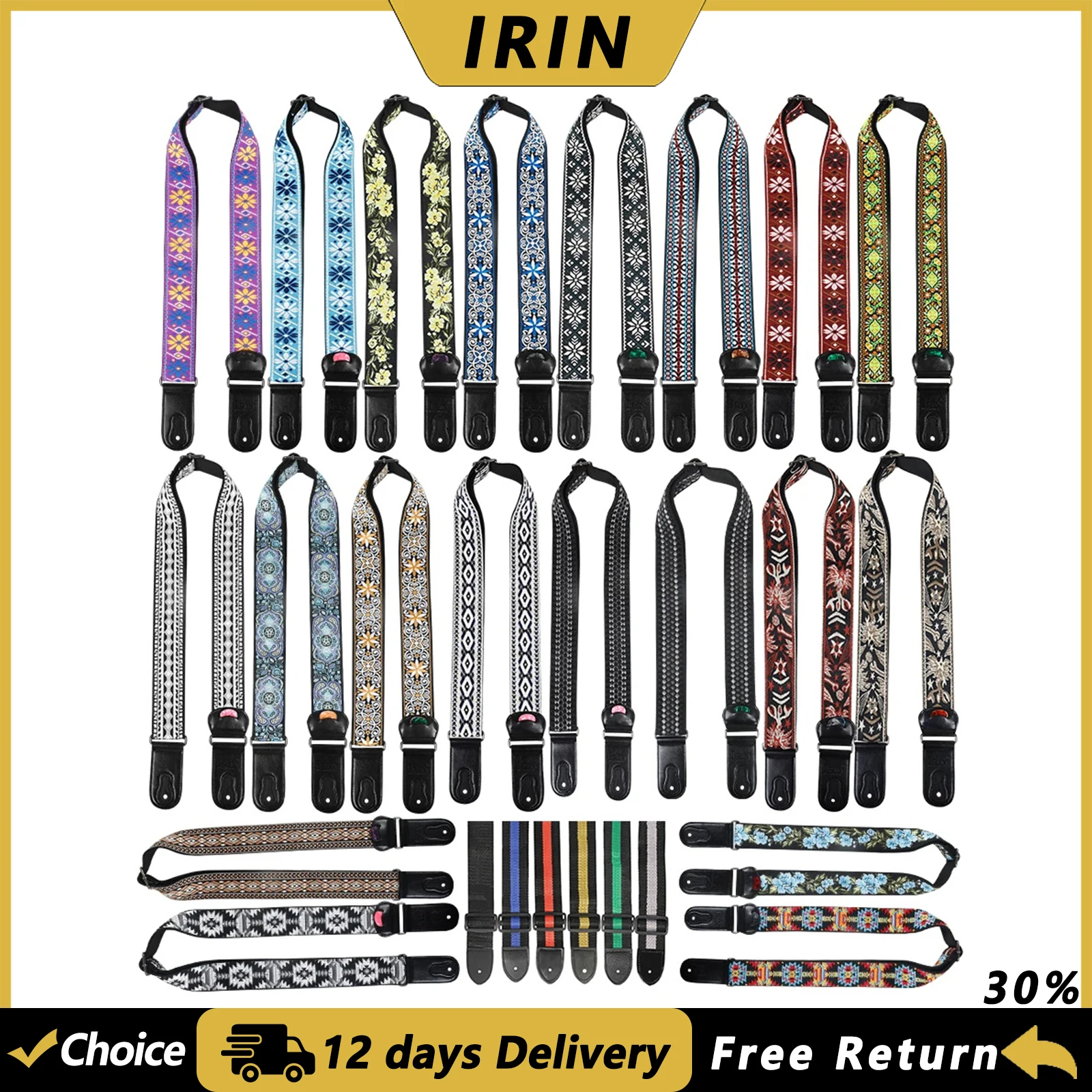 IRIN حزام الغيتار قابل للتعديل نمط العرقية حزام الصوتية/الكلاسيكية/الكهربائية الغيتار باس حزام الغيتار الملحقات وقطع الغيار #1