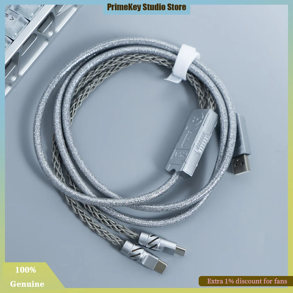 VKP Custom Mechanical Keyboard Aviation Cable 1 To 2 RGB Braided 8K Magnetic Switch Cable Metal Connector Keyboard Accessories
