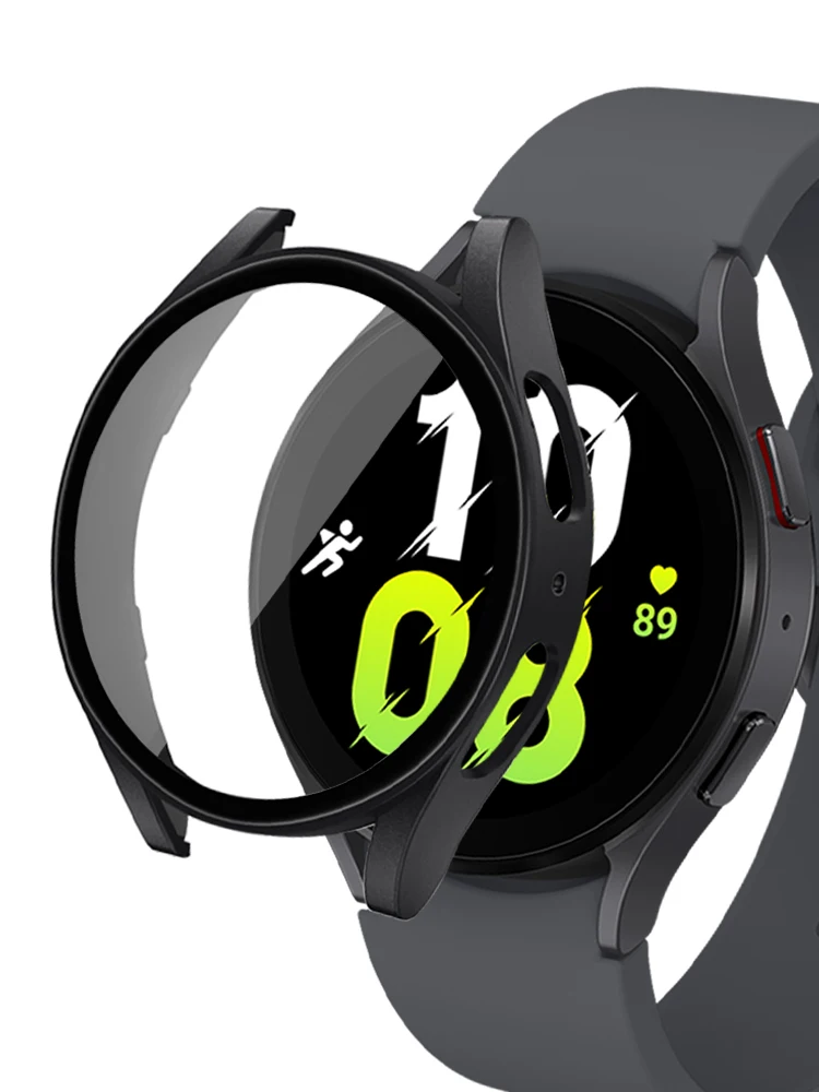 Case+Glass for samsung Galaxy watch 6 5 4 44mm 40mm 44 40 MM Accessories all-PC around Anti-fall bumper cover+Screen protector