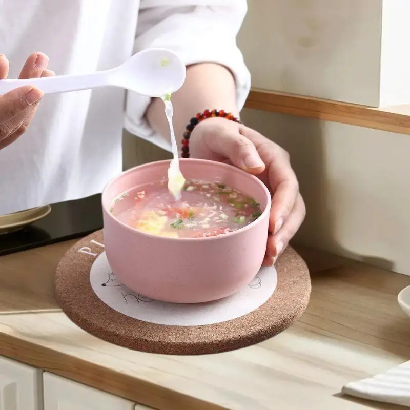 NEW Solid Color Wheat Straw Bowl Fruit Vegetable Dessert Rice Bowl Lightweight Food Bowls Household Kitchen Dining Tableware
