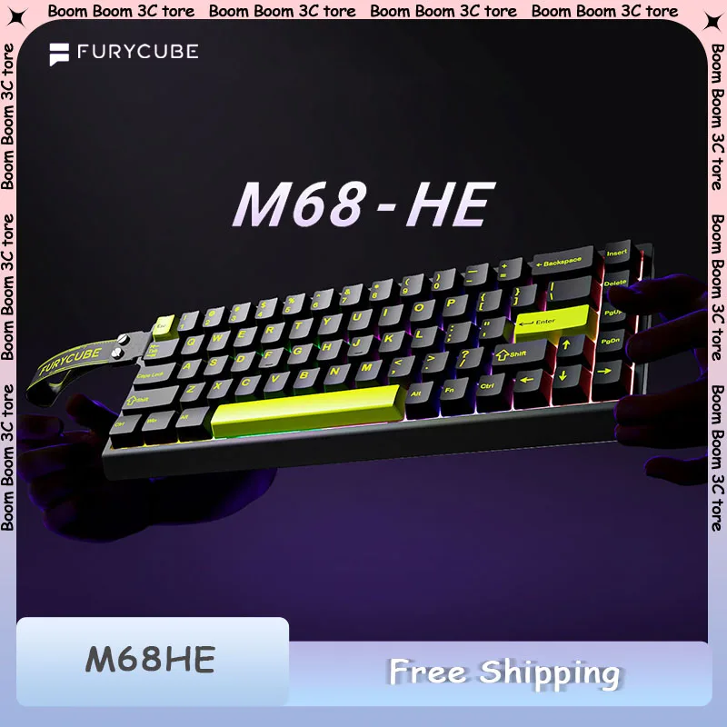 

FURYCUBE M68HE Клавиатура с магнитным переключателем Проводная портативная клавиатура 8 кГц с низкой задержкой 0,001 мм Индивидуальная игровая клавиатура FPS
