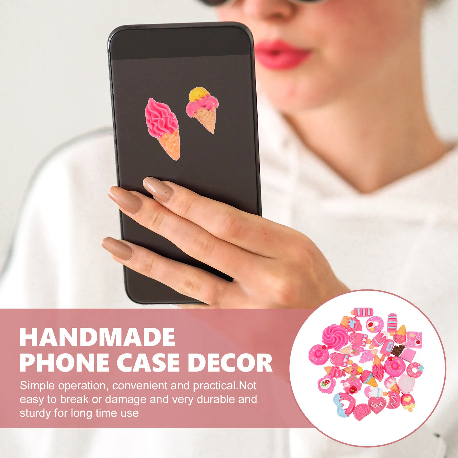 

30Pcs DIY Resin Food Nail Charms Lightweight Phone Case Charms Cute Miniature Decoration for Phone Cover Accessories