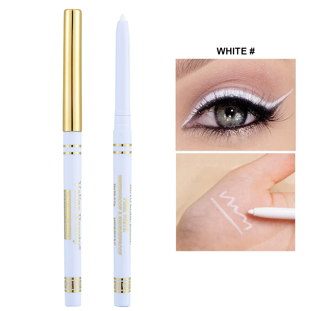 Crayon gel eye-liner longue durée pour femme, étanche, facile à porter, noir, blanc, stylo à doublure lisse, outils de maquillage professionnels pour les yeux, 256