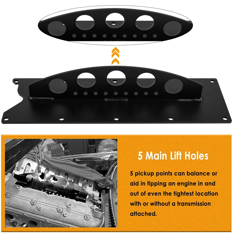 Heavy Duty Engine Hoist Lift Plate for LS LSX LS LS1 LS2 LS3 LQ4 4.8 6.0 6.2 5.3 5.7L Gen III Gen IV Series Engines 1997 To 2023