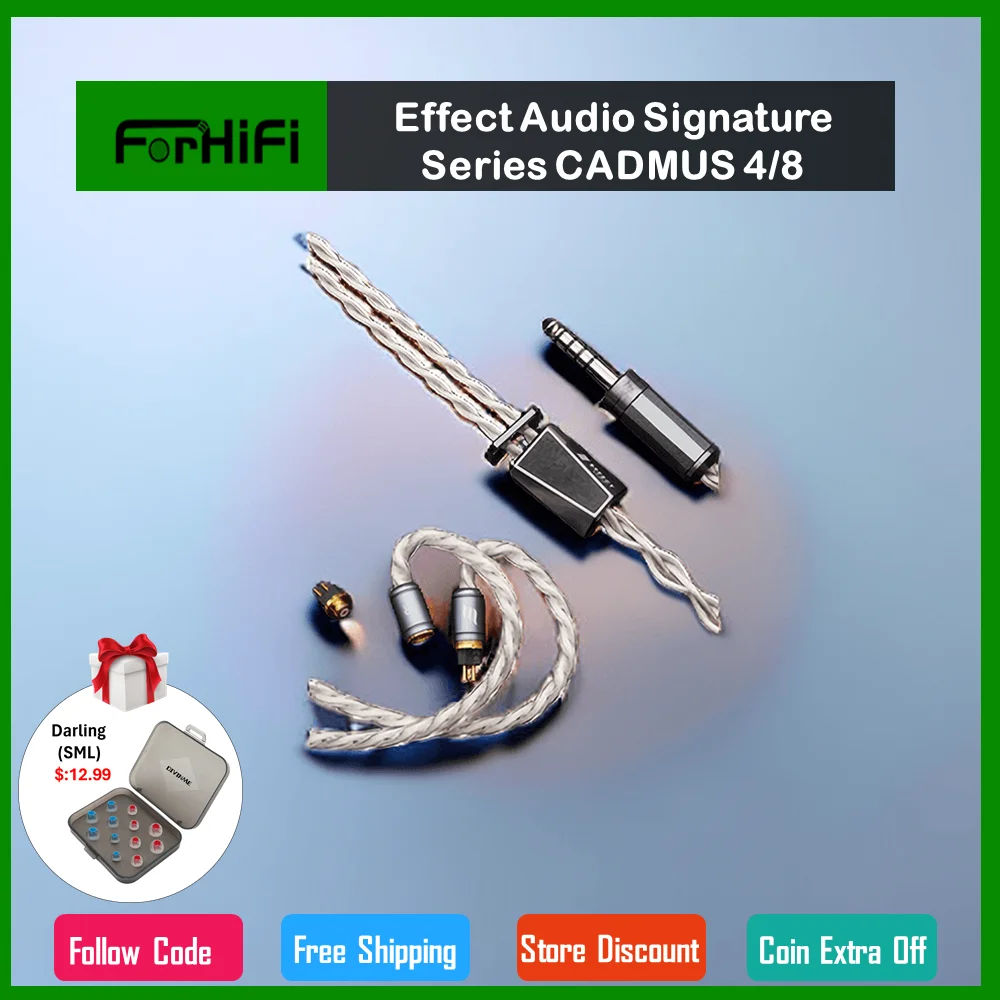 

Effect Audio Signature Series CADMUS 4/8 Wires Earphone Cable UP-OCC Silver Plated Copper Litz | MMCX, Ear Connector, A2DC,IPX