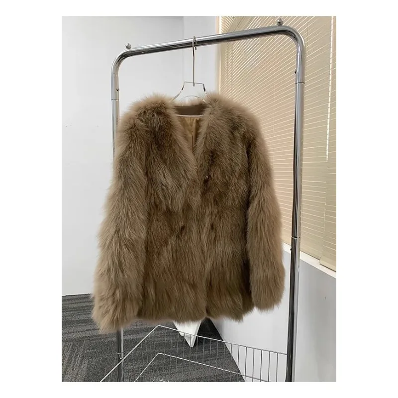Imitacja futra lisa, płaszcz damski, wiosna-jesień, nowy, futrzany, ciepły top