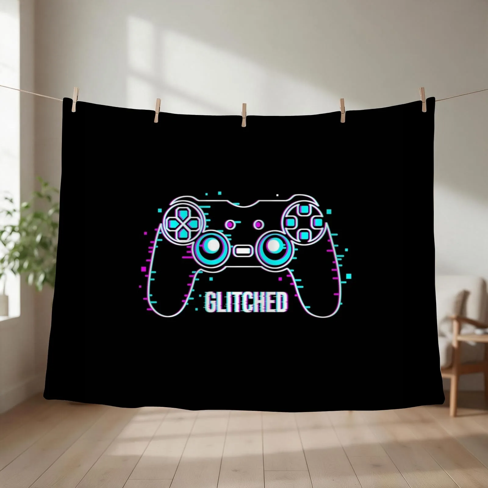 Video Game Controller - Glitched Throw Blanket couch cozy soft plush fuzzy picnic outdoor blanket