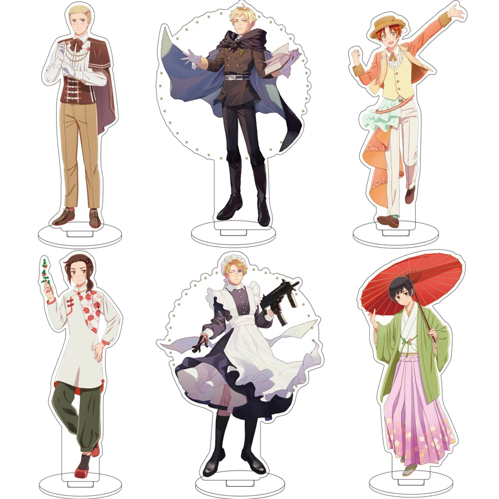 Figura de Anime de 16 cm de Axis Powers Hetalia ‌   Figuras Acrílicas de Feliciano Vargas, Arthur Kirkland, Wang Yao (Italia, Rusia), con Base, Adornos, Regalos