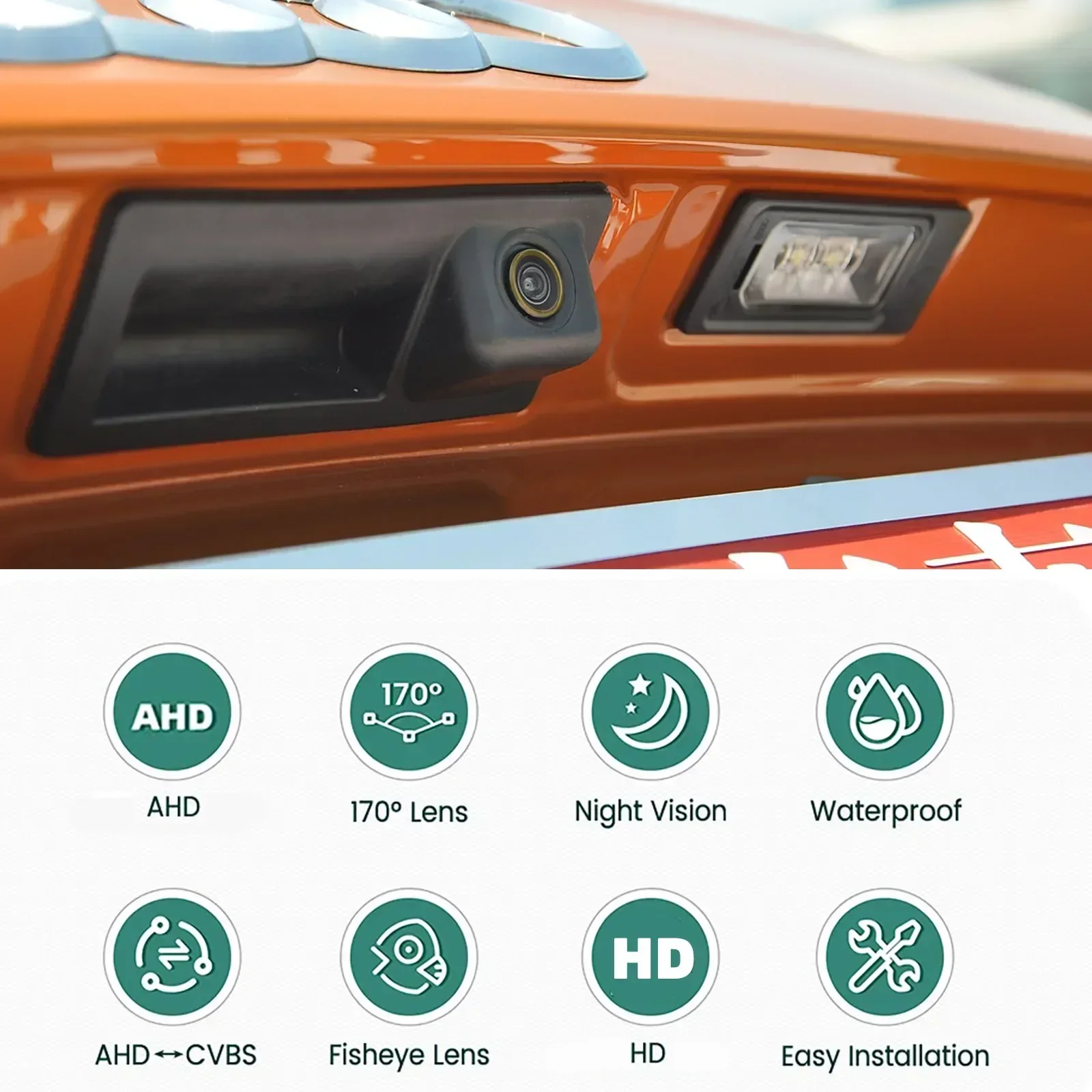 Qxny 1080P Luggage Handle Rear View Backup Camera for VW Volkswagen Golf Passat B7 B6 Tiguan Jetta MK6 Audi A3 A4 A5 Q5 A6 B6