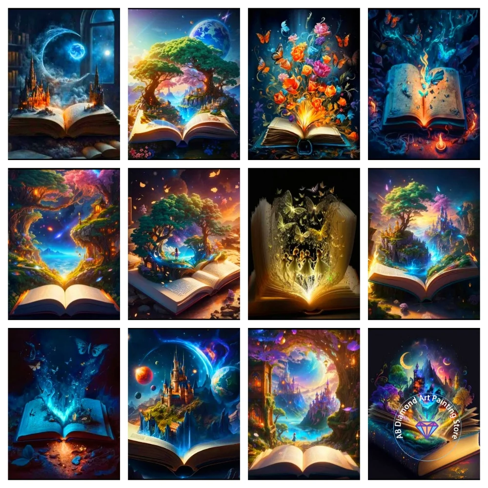 

Magic Book Landscape AB Diamond Painting Kit Square Round Diamond 5D DIY Cross Embroidery Handmade Art Exquisite Gift Home Decor
