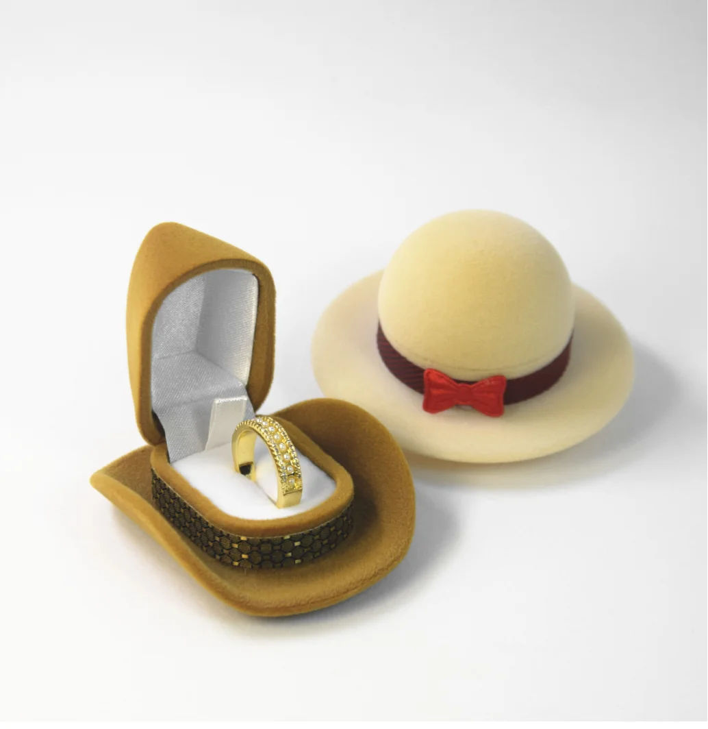 10pcs/lot creative style ring stud earring necklace jewelry storage box mini cowboy cap  shape jewelry box
